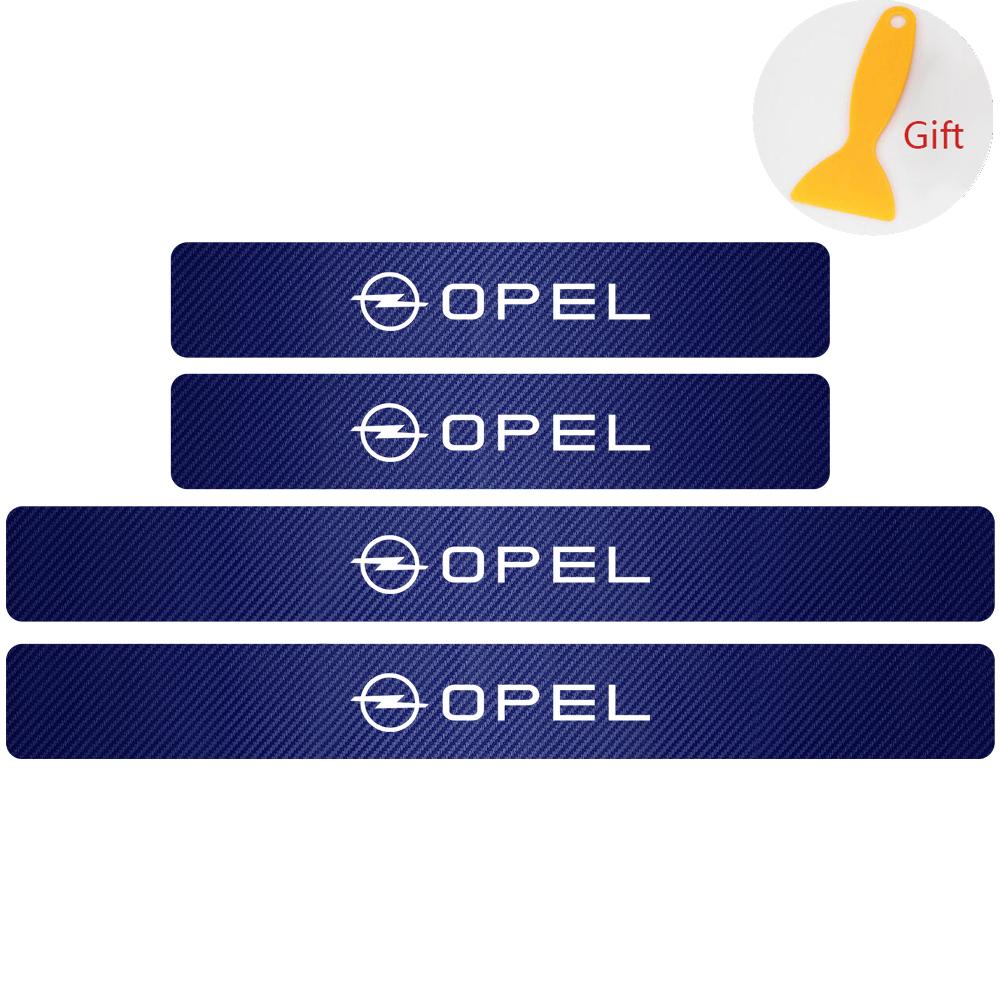 4pcs 3D Car Styling Car Door Carbon Fiber Sill Scuff Plate Decor Sticker For Opel OPC Astra G H J K F Corsa D Zafira B Insignia