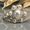 Vintage Silver Gold Color Rings for Women Trendy Round Inlaid with White Imitation Pearl Personalized Creativity Rings Jewelry