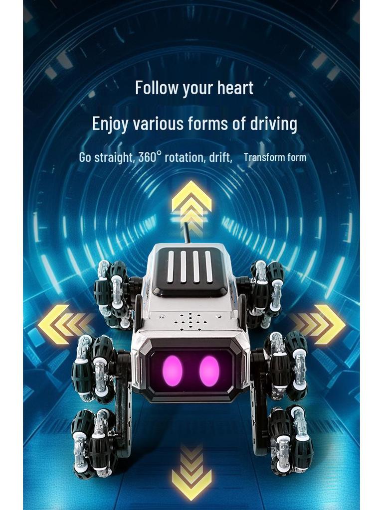 Jucărie Câine Acrobatic cu 8 Roți Transfrontalieră: Jucărie Inteligentă Electrică Deformabilă, cu Telecomandă, Pistol cu Apă, Cățărare