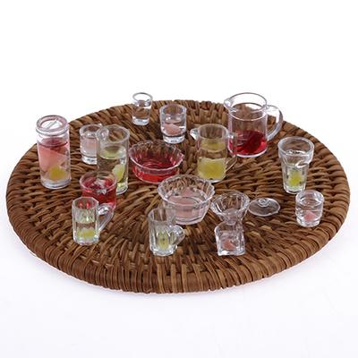 15 Pcs Mini Plate Cup Bowl Dollhouse Accessories Doll Kitchen DIY Model Miniatures Goblet Tableware Simulation Cookware