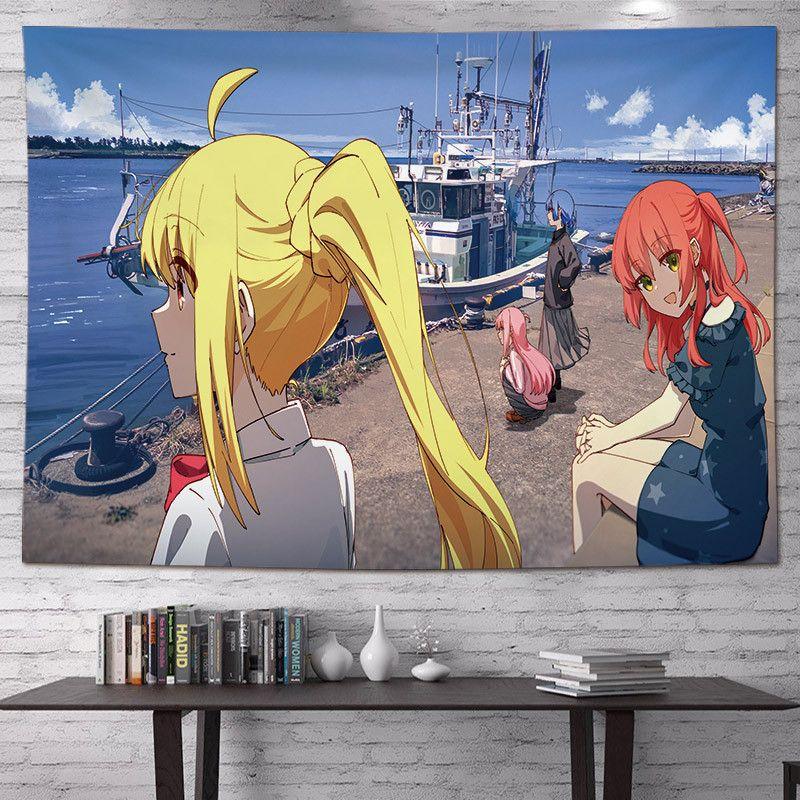 Bocchi The Rock Anime Wall Tapestry Four Girls Crosswalk Band Manga Home Decor Durable Thick Soft Cozy Aesthetic Gift