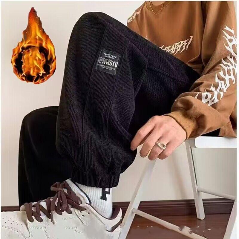 

Осень и Зима Плюс Бархат Толстые Вельветовые Спортивные Штаны Мужские На Все Случаи Жизни Свободные Леггинсы Корейская Версия Тренда Теплые Повседневные Брюки на Эластичной Талии S чёрный