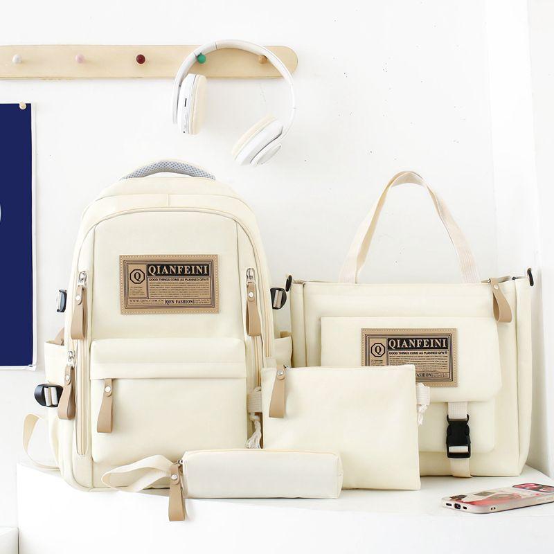 Fash Large-Capacity Primary School Junior High School Students Shoulders Backpack High School Five Sets of Multi-Compartment  Bag