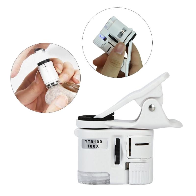 Easy Carry Mobile Phone Microscope Magnifier with LED Handheld Microscope Lens Easy Carrying for Universal Smartphones
