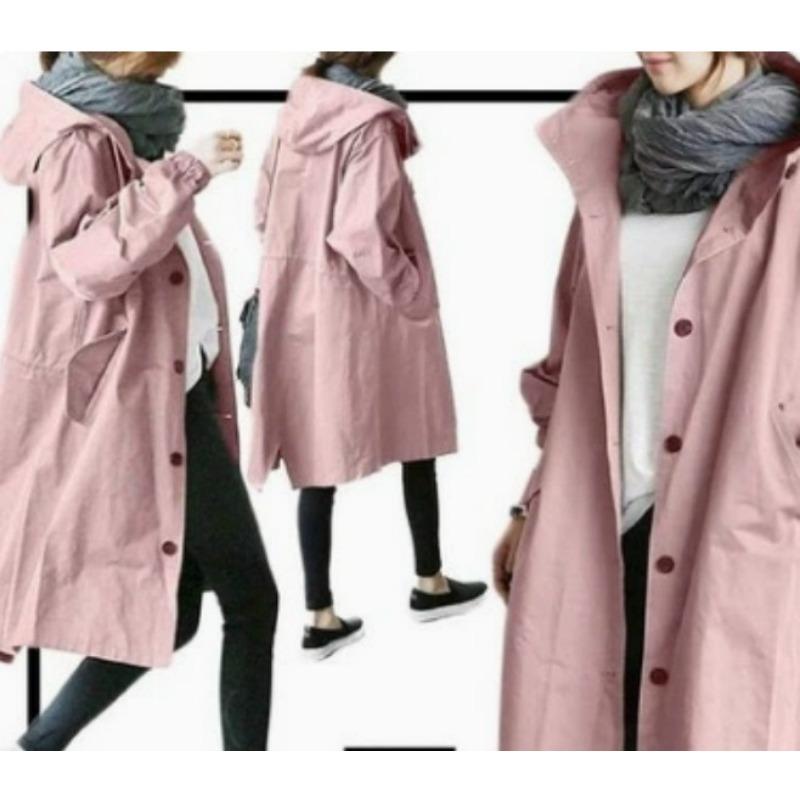 Women's Fashion Casual Solid Color Print Autumn Winter Long Sleeve Hooded Jackets & Coats