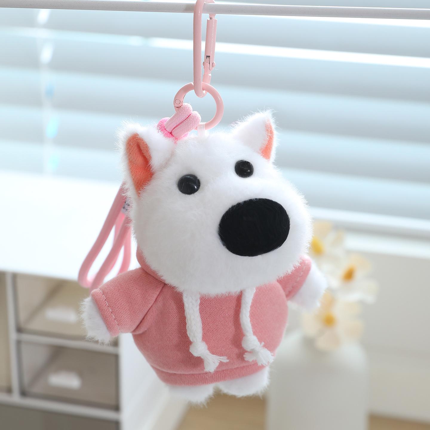 West Highland White Terrier Puppy Pendant Hoodie Keychain Plush Toy Gift 12cm