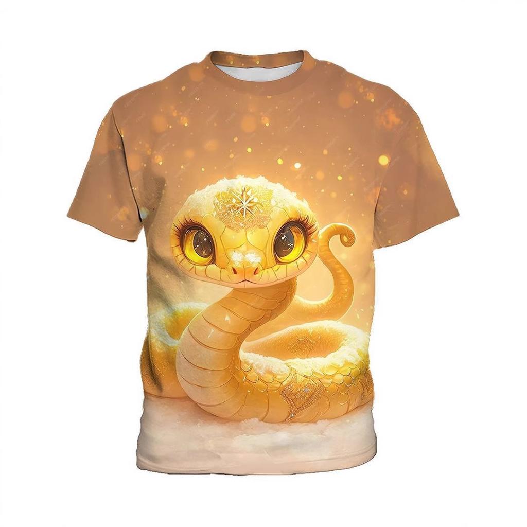 Tier Schlange 3D-gedruckte T-Shirts Lässig und Bequem Kurzärmelig Kinder Jungen T-Shirts