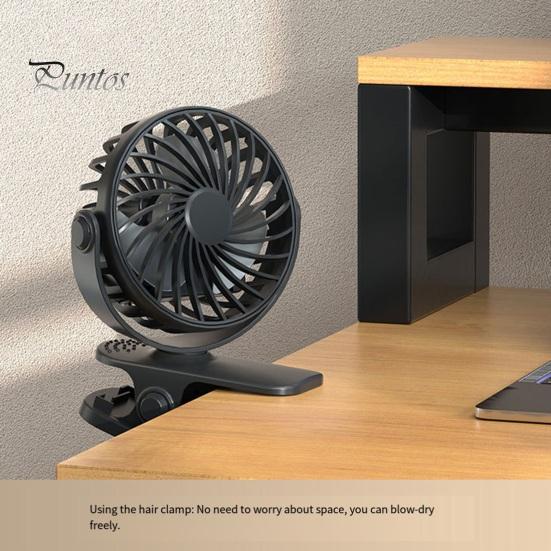 Quiet Desk Fan Portable Clip-on Fan, Built in Night Light, Adjustable 3 Speed, USB Rechargeable Bathroom Ventilation with 720-degree Rotation, Silent