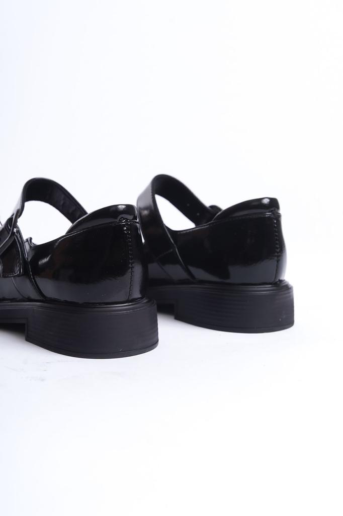 Women's Fashion Faux Leather Thick Heeled Loafer Marie Loafer Moccasin Casual Buckle Strap Casual Shoes