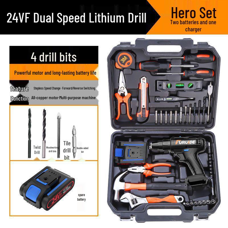 Electric Drill & Multi-Tool Set for Household and Woodworking Repairs.