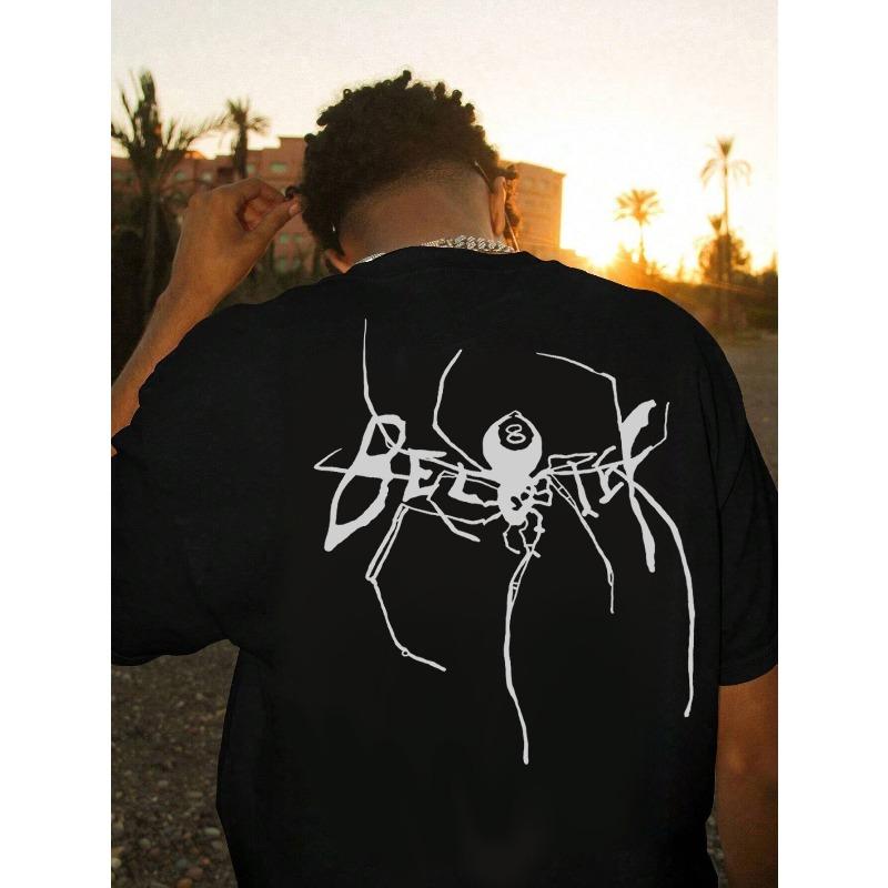 

European sizes [Spider Print T-Shirt] Men s Spider Web & Spider Print T-Shirt - Breathable S чёрный