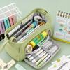 Pencil Bags Capacity Multifunctional Double-Layers Storage Box Solid Color Fabric School Supplies Children Teacher Women Men