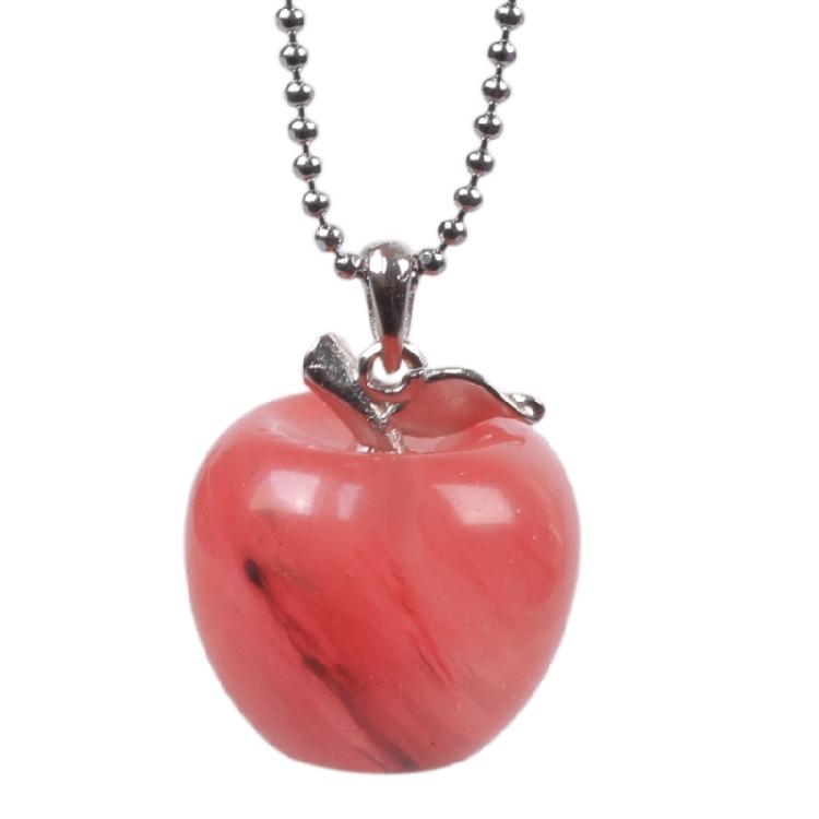 Unique Natural Stone Necklace Adjustable Chain Necklace Apples Pendant Necklace Stone Texture for Stylish Women Present