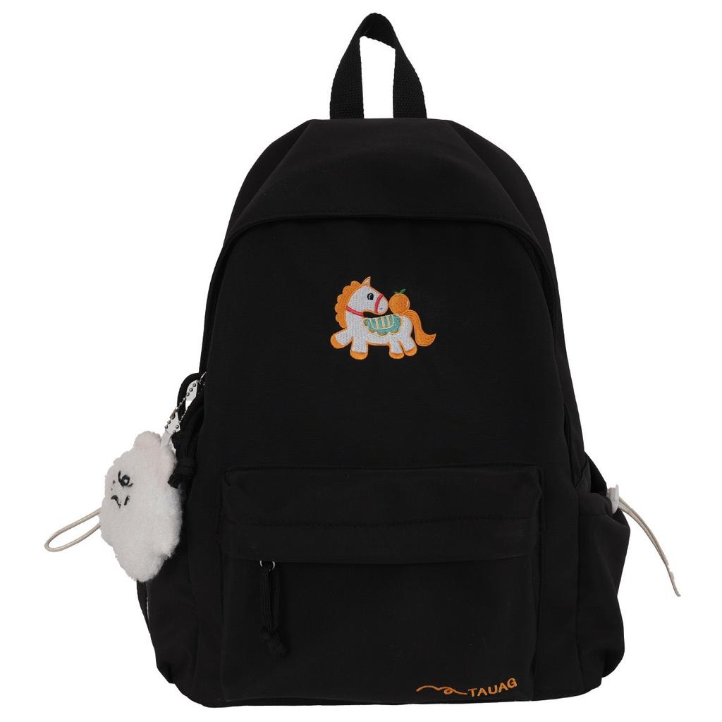 Schoolbag Korean version ins cartoon pony backpack women's large capacity college style student schoolbag simple versatile casual backpack