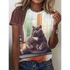 Women's printed short-sleeved T-shirt - Soft round-neck casual top, suitable for daily wear and various themed occasions