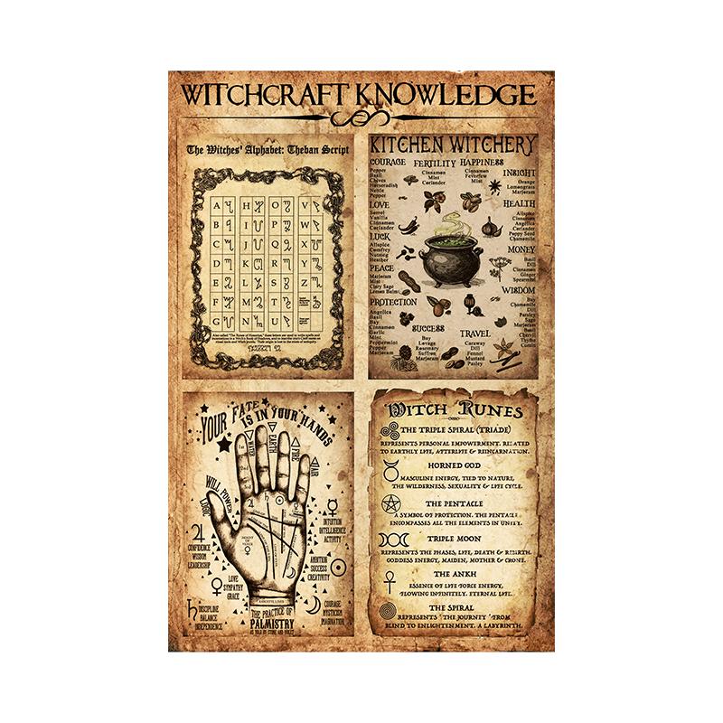 Vintage Witch Fruits Vegetables Canvas Painting Retro Flowers Mushrooms Print Wall Decor Poster For Kitchen Home Decor Unframed