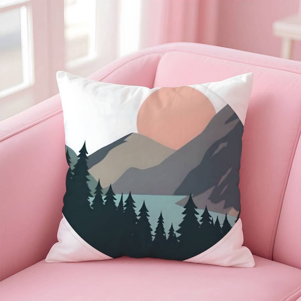 Classic Sunrise Cartoon Pillow Case Pattern Printing Pillowcase Living Room Sofa Cushion Cover Bedroom Room Decor
