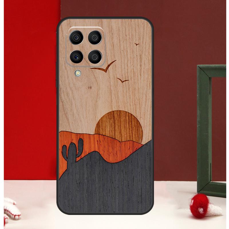 Wolf Bike Butterfly Wood Case For Samsung Galaxy M56 M36 M16 M31 M21 M13 M33 M53 M15 M35 M55 M12 M32 M52 M14 M34 M54