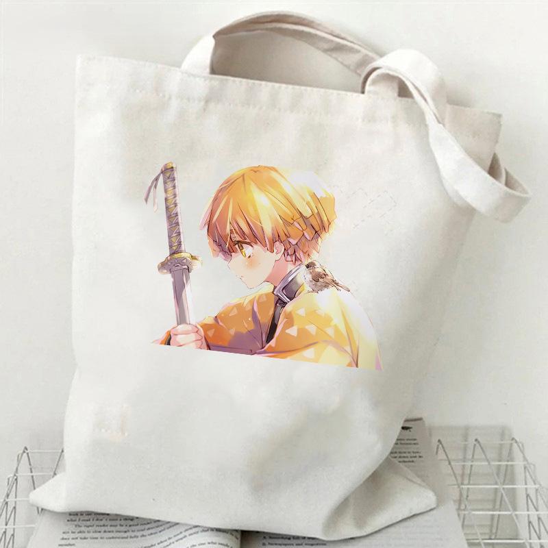 Japan Cartoon Comics Zenitsu Agatsuma Bedruckte Canvas-Tasche Große Kapazität Pendler-Tragetasche Lässige Umhängetasche für Damen 7563