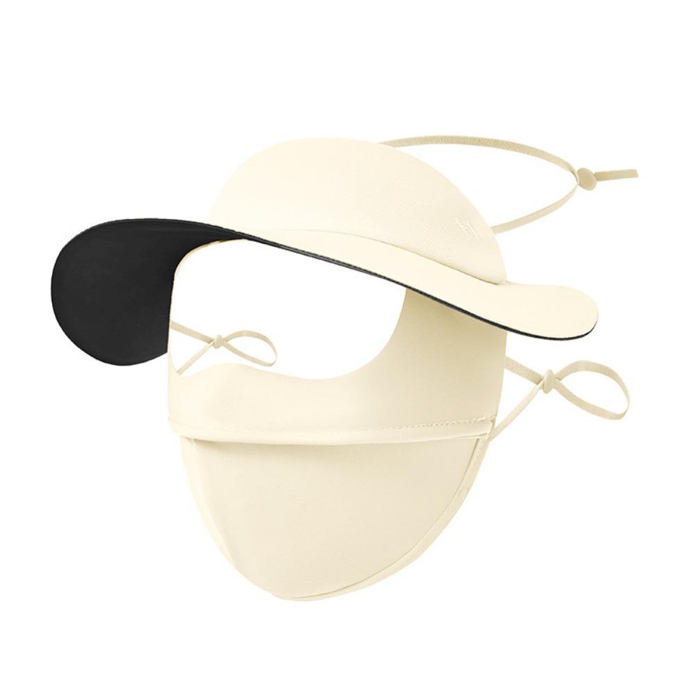 Ear Loop Sunscreen Mask with Hat-Brim Women's Protective Face Towel Fashion Face Cover  Summer