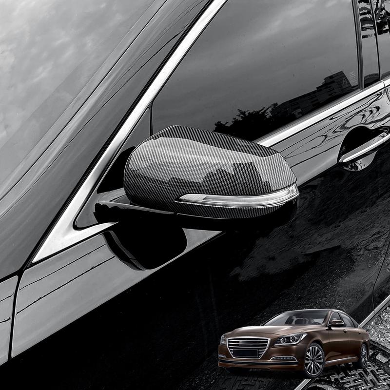 For Genesis G80 DH 2015- Carbon Fiber Style Rearview Mirror Cover Trim Auto Exterior Decor Accessories