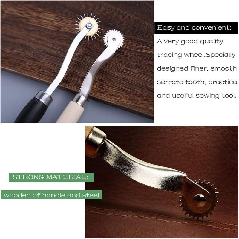 Stitch Marking Spacer with Wooden Handle Needle Point Tracing Wheel 2/3pcs Sewing Tools for Leather Craft Cloth Sewing