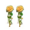 Silver needle Mori flower fringed earrings ins sweet design stud earrings Korean high-end versatile earrings