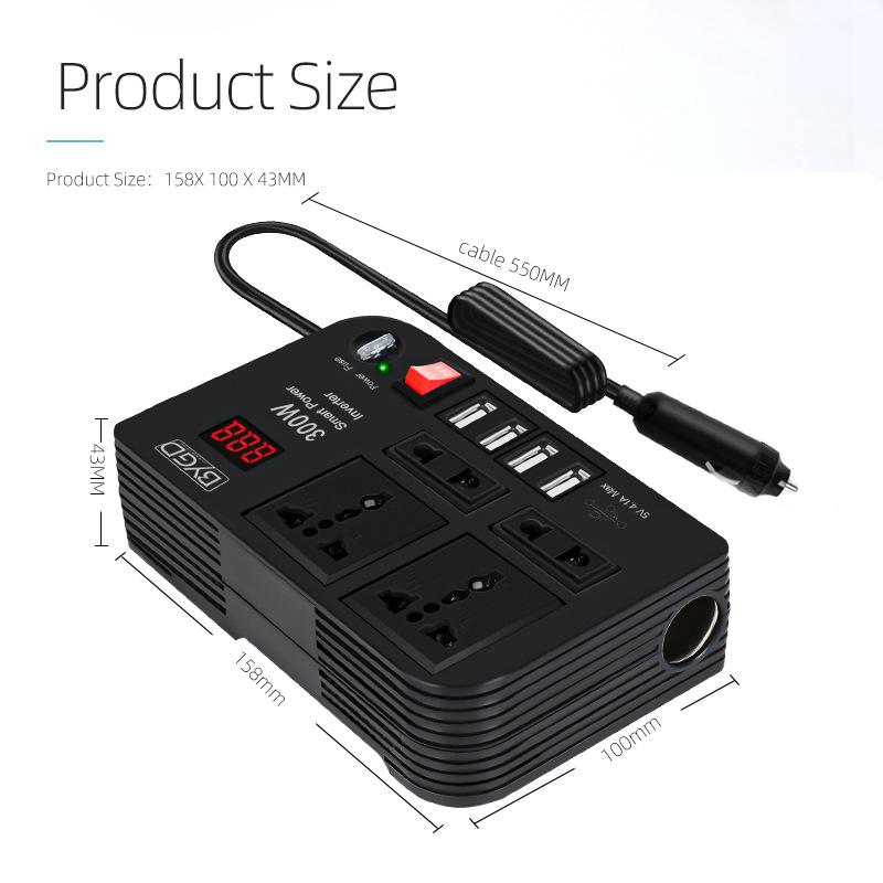 12V 300W Car Inverter: 220V AC Power Converter for Vehicle Appliances