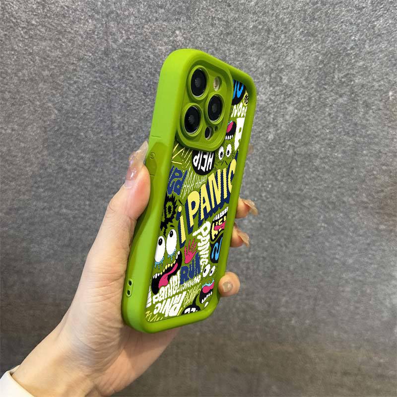 Graffiti-Style Silicone Phone Case for iPhone Models: 11, 12, 13 Pro, 14, and 15 Pro Max