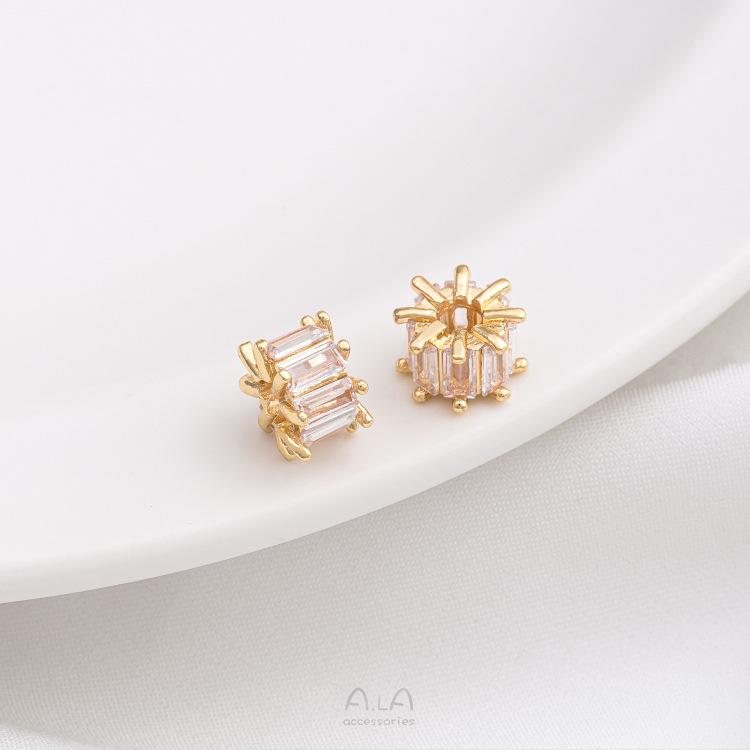 14K Gold-Plated Zircon Spacer Beads for DIY Jewelry