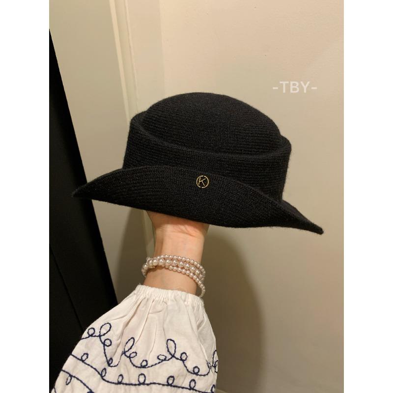 Retro stickad krullad topphatt Fiskarhatt Damhöst och Vinter Bergsklättringshatt Bassänghatt