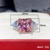 Super Flash Princess Square Ring Female, Pink Zircon Eight Hearts Eight Arrows Imitation Diamond Ring