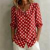 1116 New European and American Retro Polka Dot Lotus Leaf Collar Shirt Women, Loose Seven-point Bubble Sleeve Shirt Commuting Versatile