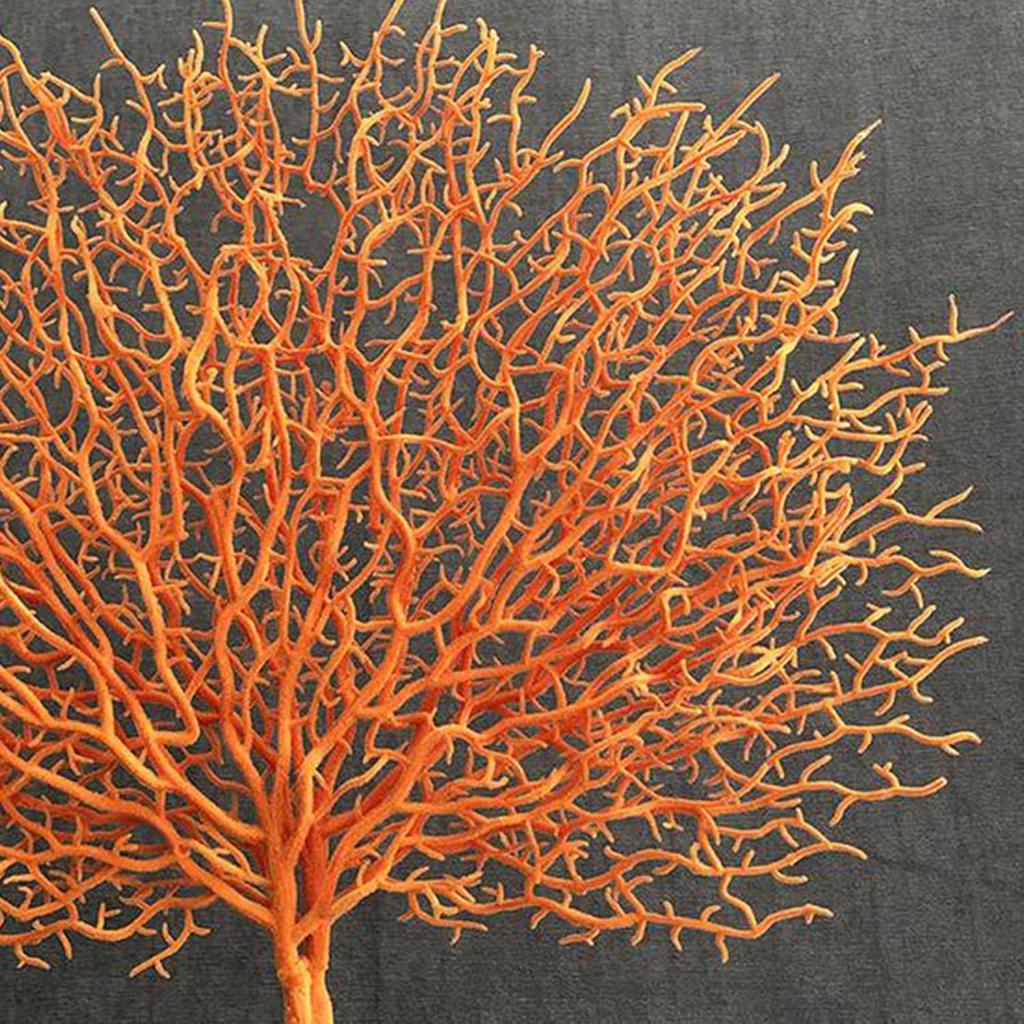 Coral Sculpture Table Top Ornament Decor Tabletop Figurine, Orange