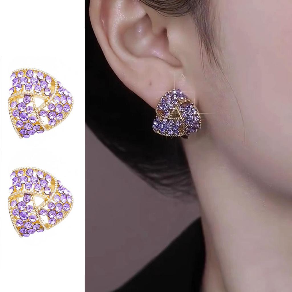 Lila Diamant Dreieck Ohrringe, Neuer Trend Einzigartiges Design Silbernadel Ohrringe, Schlichte Temperament Ohrringe