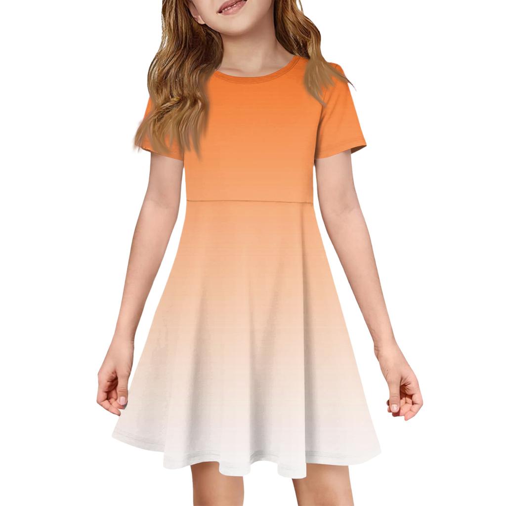 Girl Summer Dress Color & Print Short Sleeve Dress With Pocket Casual Dress Shorts Sleeve Party Dress Easter Day