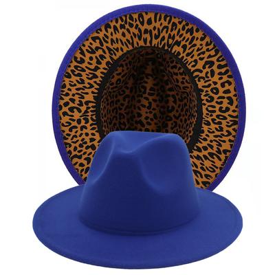 Leopard Print Inner 11 Color Top Hat Jazz Hat Felt Hat Big Brim Solid Color Cashmere Hat