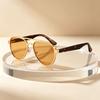 Fashion metal double beam plate sunglasses men's and women's polarized sunglasses sun protection driving glasses simple plate glasses
