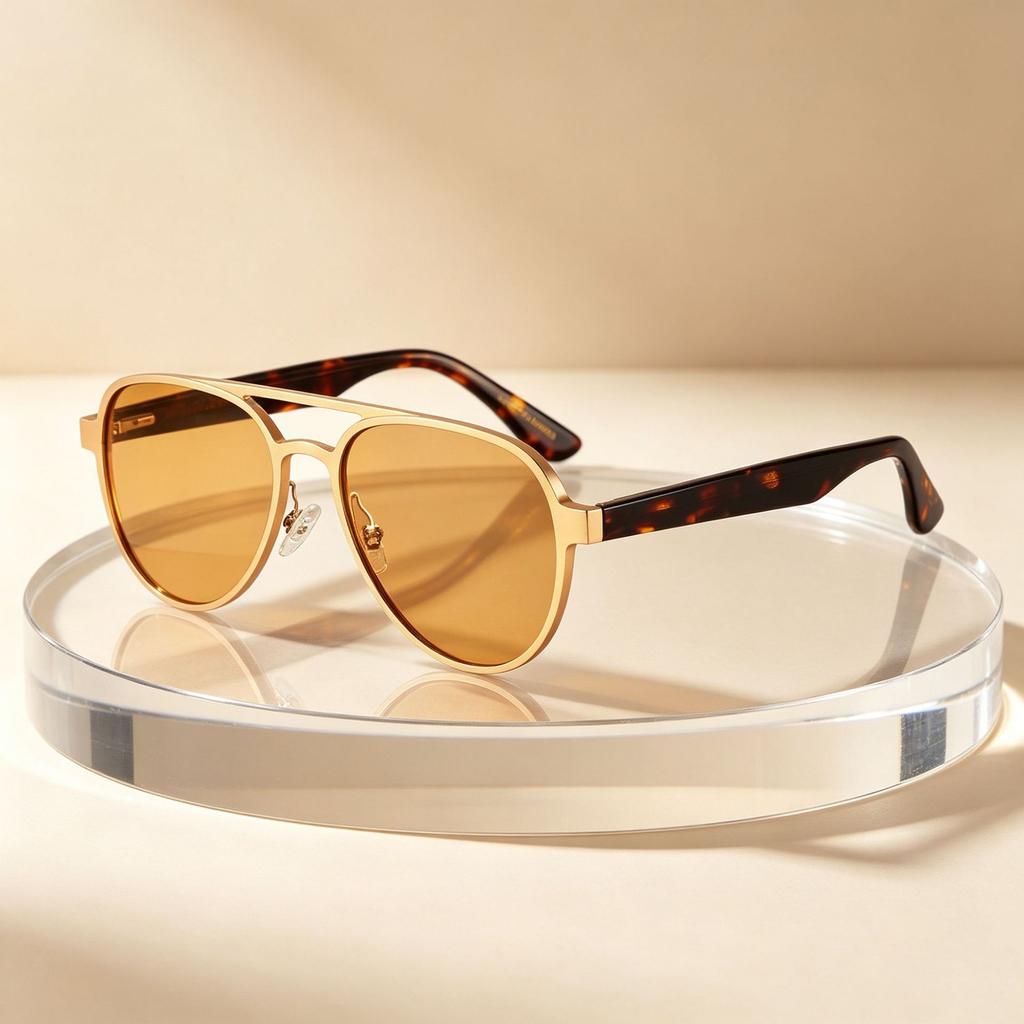Fashion metal double beam plate sunglasses men's and women's polarized sunglasses sun protection driving glasses simple plate glasses