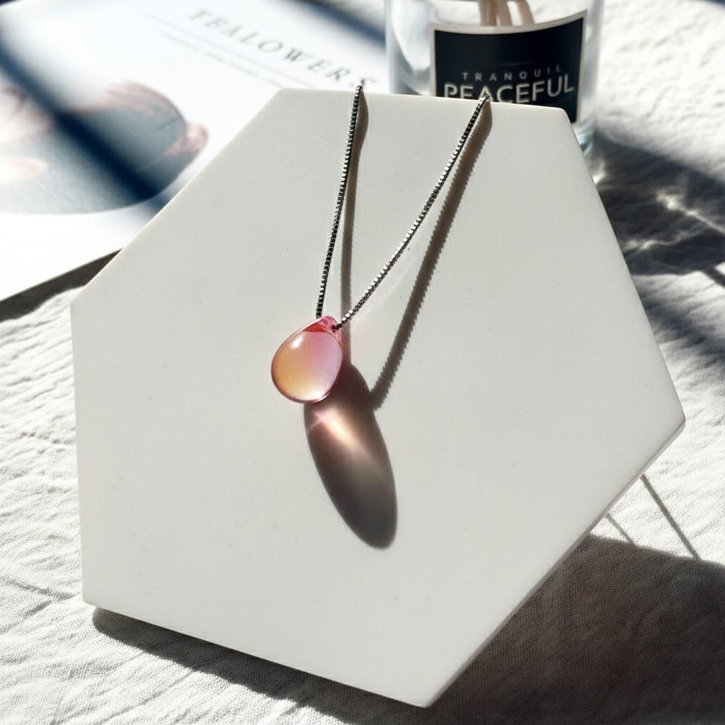 Modeschmuck Silber Halskette Kristall Oval Wassertropfen Anhänger Halskette Schmuck Zubehör für Damen Mädchen