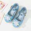Children's high-heeled crystal shoes Girls' single shoes Little girl Princess Elsa shoes Baby classmate sequined sparkling leather shoes