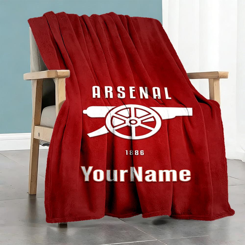 Arsenal Personalized Text Blanket Throw Personalized Blanket Ultra-Soft Perfect for Livingroom Picnics Bed Living Room Four Seasons Multipurpose