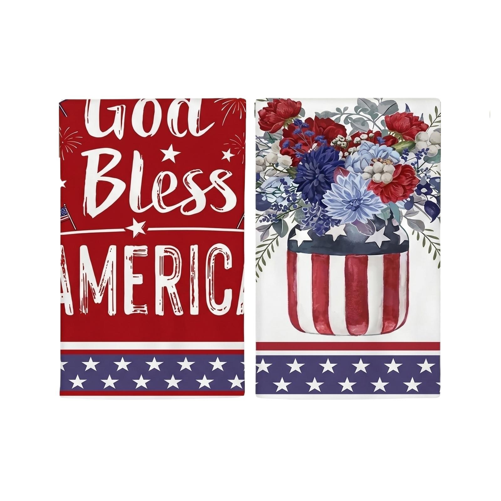 

Set of 2 Decorative Kitchen Towels with Star Pattern and Patriotic Design for Everyday Use and Special Occasions One Size