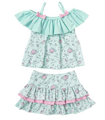 Swimsuit for Seashell Seashell 140cm [Arisana] Kids' Girls, Separate, Children's Swimwear, Pattern, Ruffles, Mint,