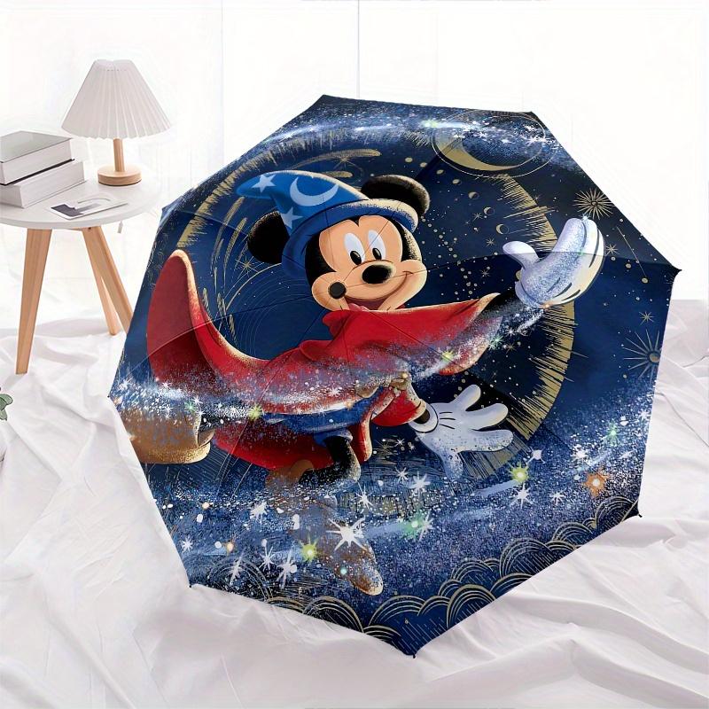 Mickey Mouse Fantasy Art Themed Automatic Opening and Closing Folding Umbrella, Reinforced 8 Ribs, Compact Travel Design, Fashionable Foldin