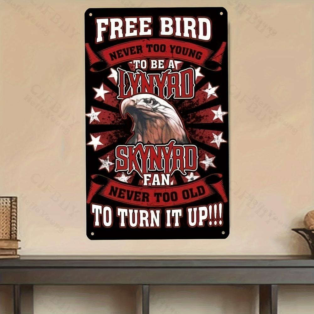 Free Bird Vintage Metal Wall Art Classic Rock Band Iron Decor Ideal for Home Bar Cafe Office Indoor Outdoor Display