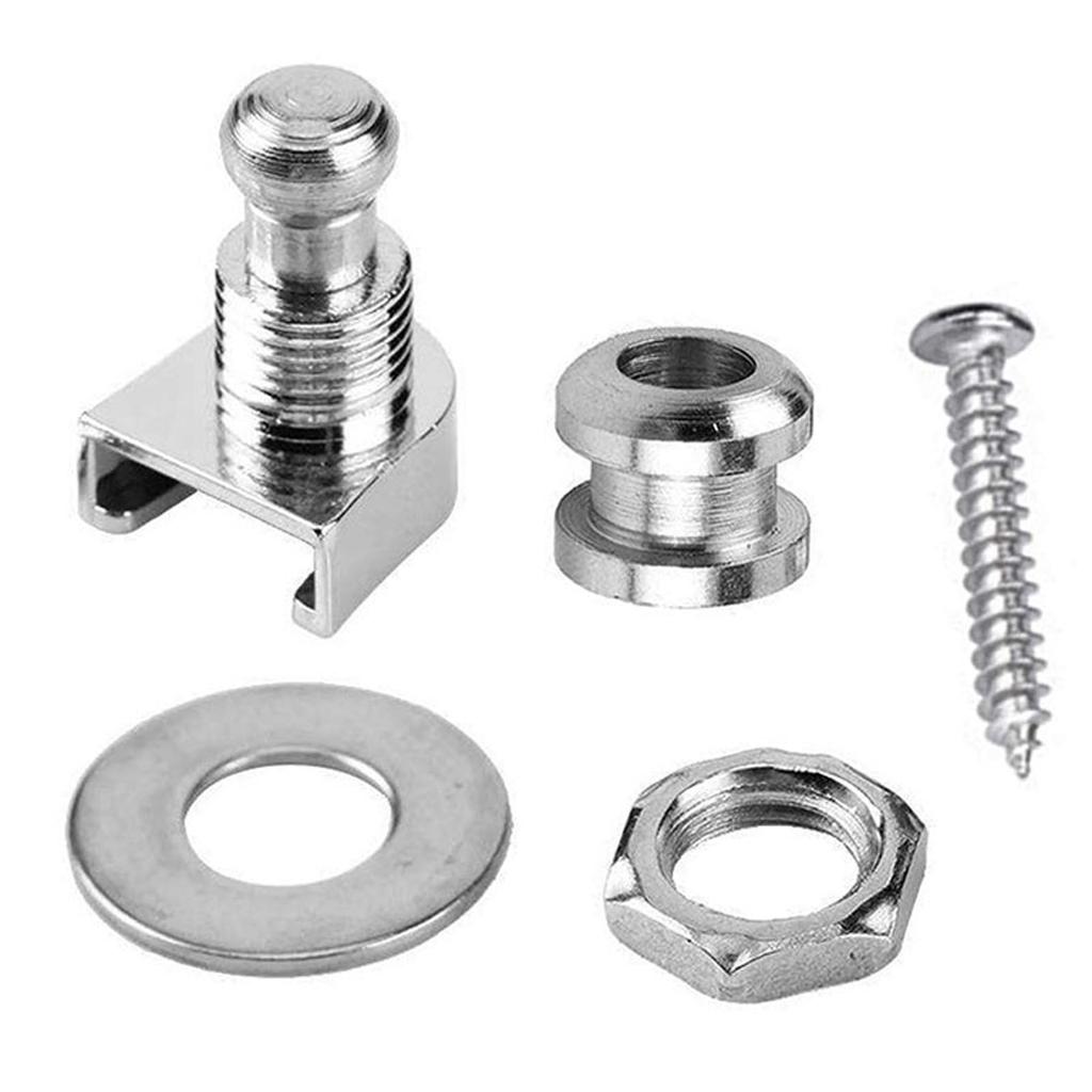 Bestgle 4 Piece Guitar Strap Lock Pin Silver Metal Electric Guitar Strap Pin Silver Musical Instrument Electric Guitar Bass Strap Lock Pin Guitar