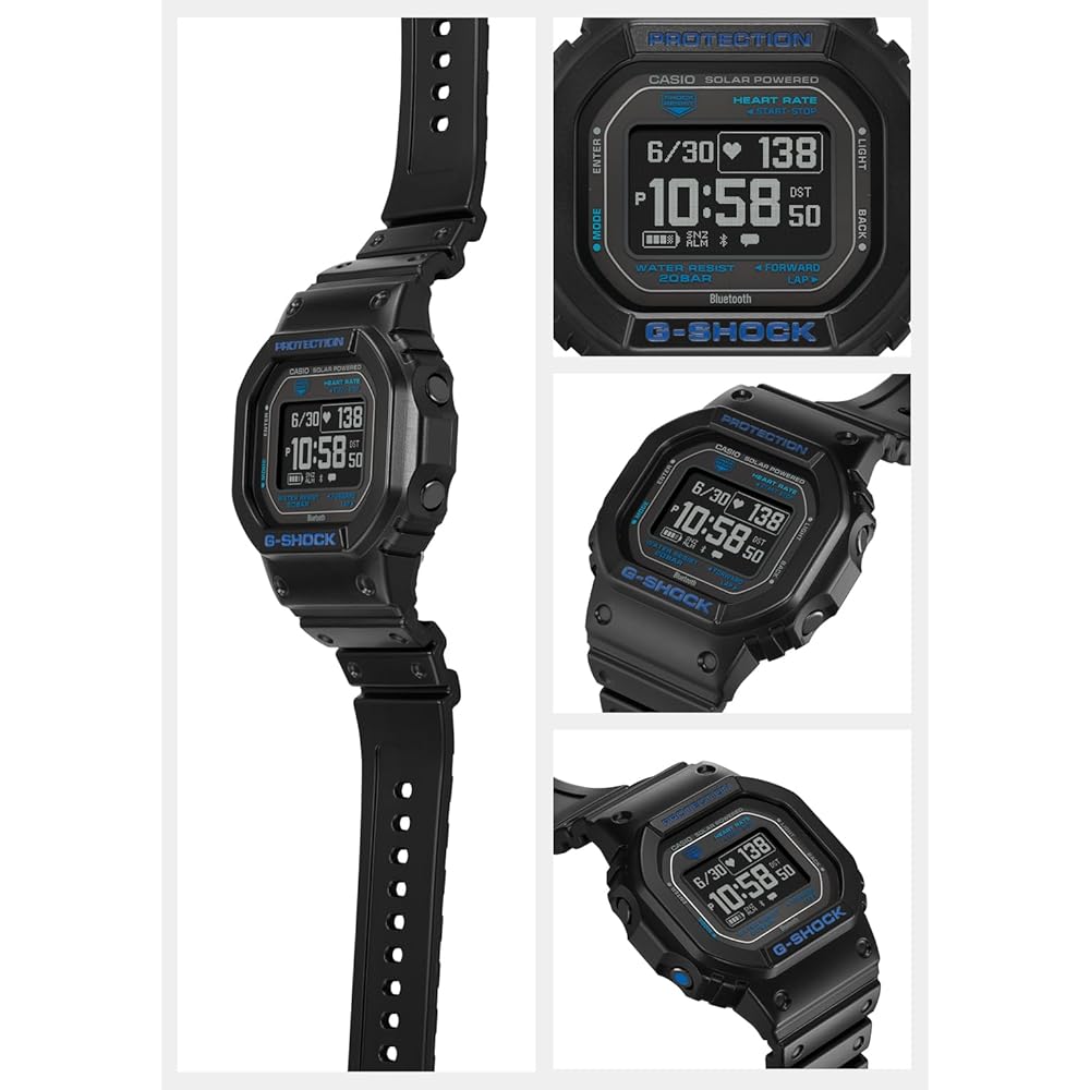 Casio G-Squad DW-H5600-1A2JR Men's Bluetooth Heart Rate Monitor Watch Black Blue