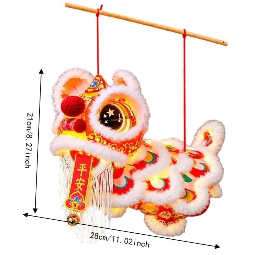 Cartoon Lion Dance Lantern Ancient Chinese Style Luminous Lantern Portable Lantern Spring Festival
