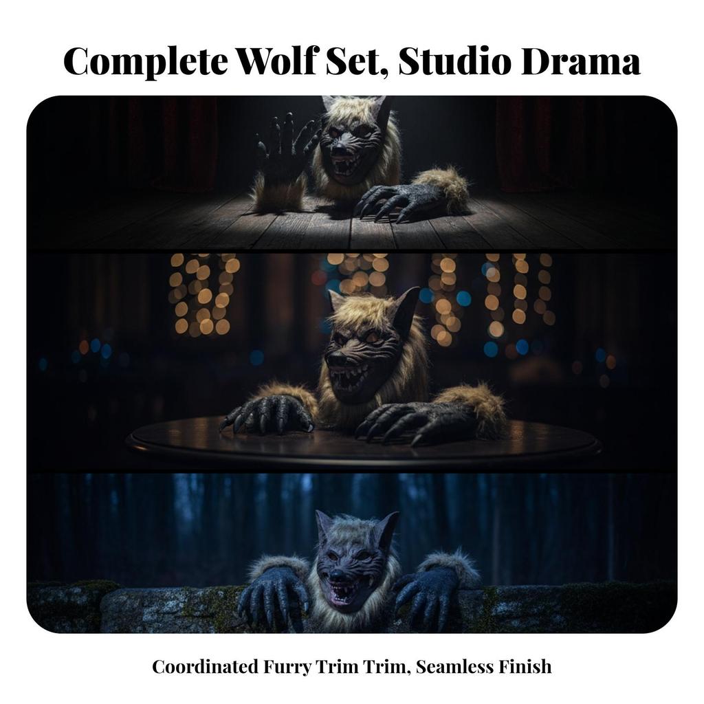 Scary Wolf Face Covering | Snarling Open Mouth Latex Material, canine head covering, for